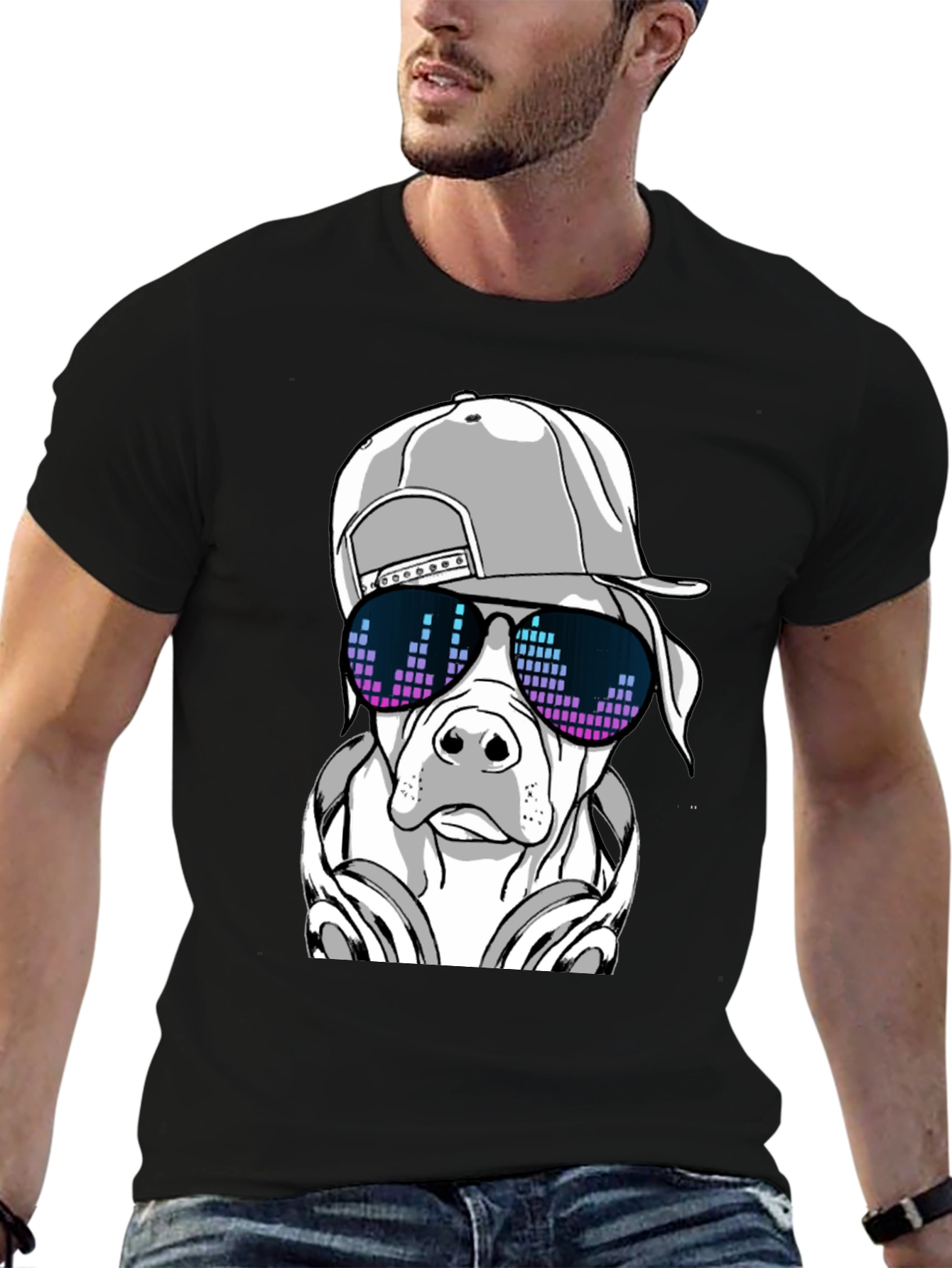 Cool Dog Graphic Tee - Black T-Shirt