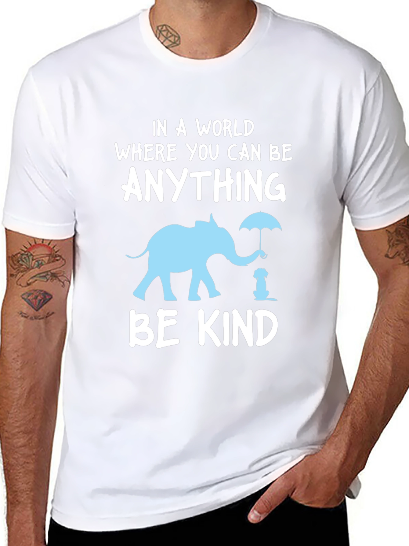 Be Kind T-Shirt: Elephant and Dog Graphic Tee