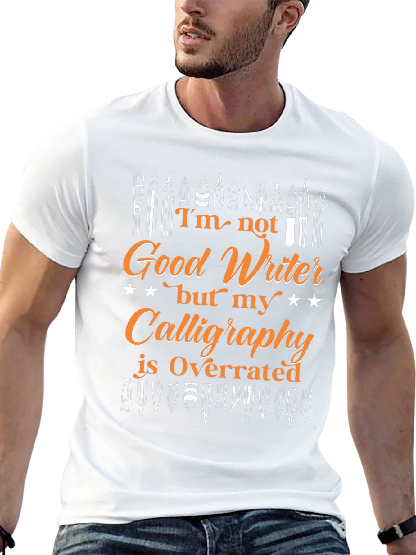 Funny Calligraphy T-Shirt - Good Writer Overrated Design