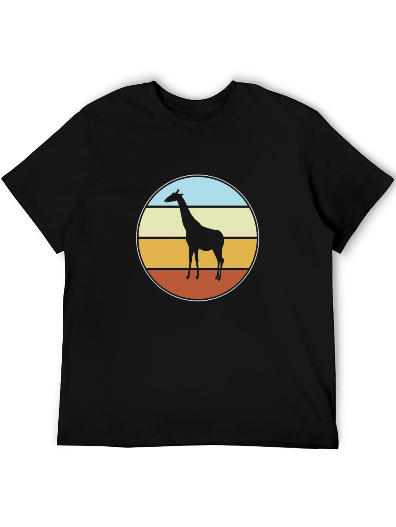 Retro Giraffe Sunset T-Shirt - Black