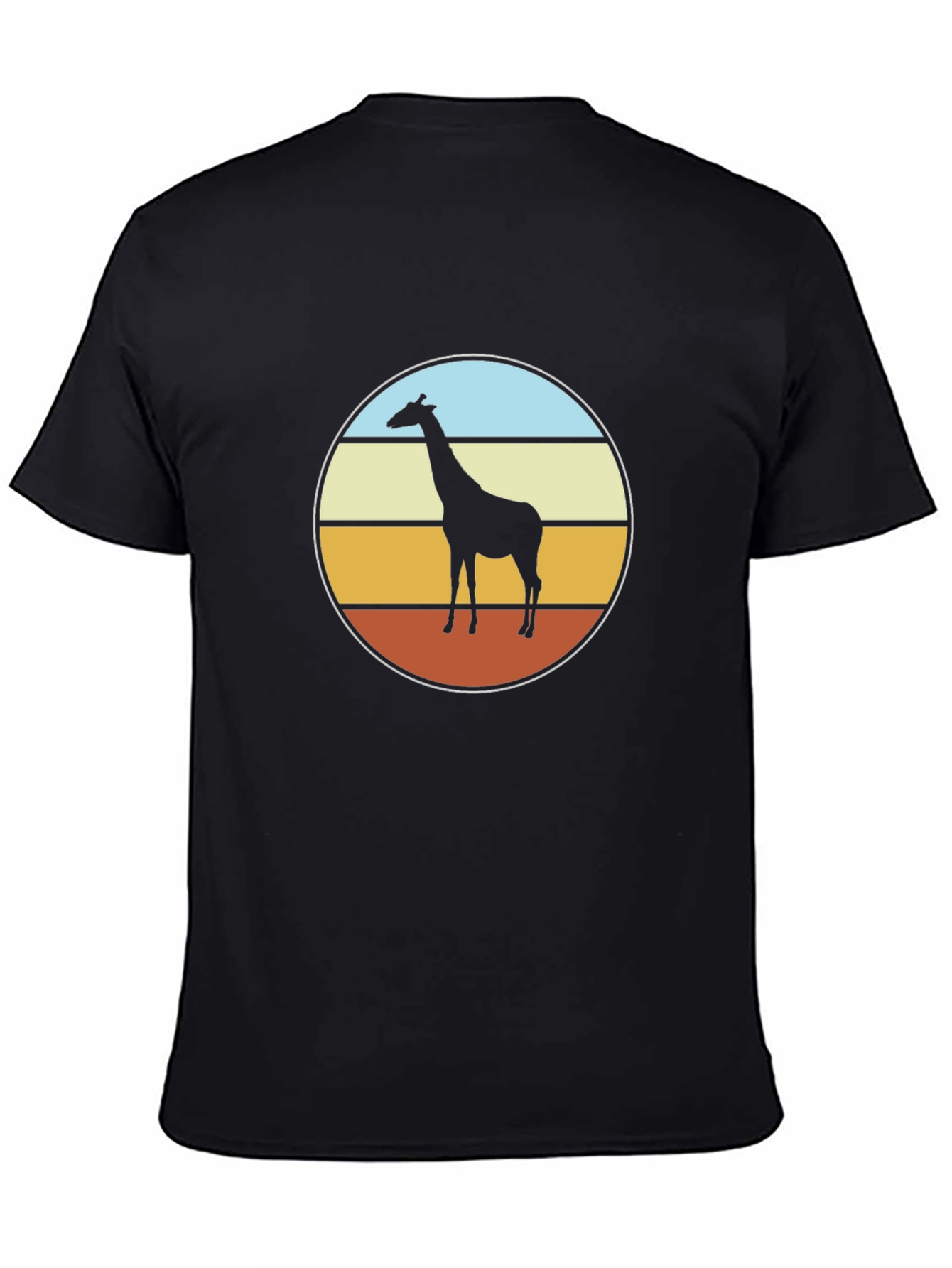 Retro Giraffe Sunset T-Shirt - Black