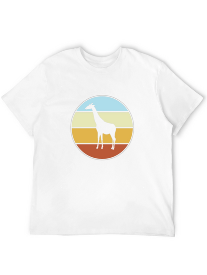 Retro Giraffe Sunset T-Shirt - Black