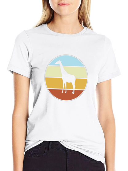 Retro Giraffe Sunset T-Shirt - Black
