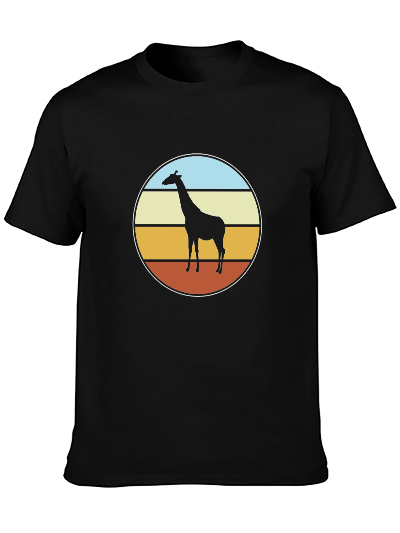 Retro Giraffe Sunset T-Shirt - Black