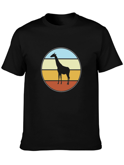 Retro Giraffe Sunset T-Shirt - Black