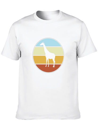 Retro Giraffe Sunset T-Shirt - Black