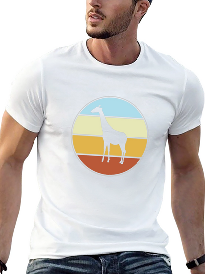 Retro Giraffe Sunset T-Shirt - Black