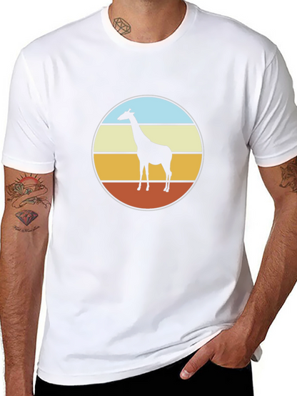 Retro Giraffe Sunset T-Shirt - Black