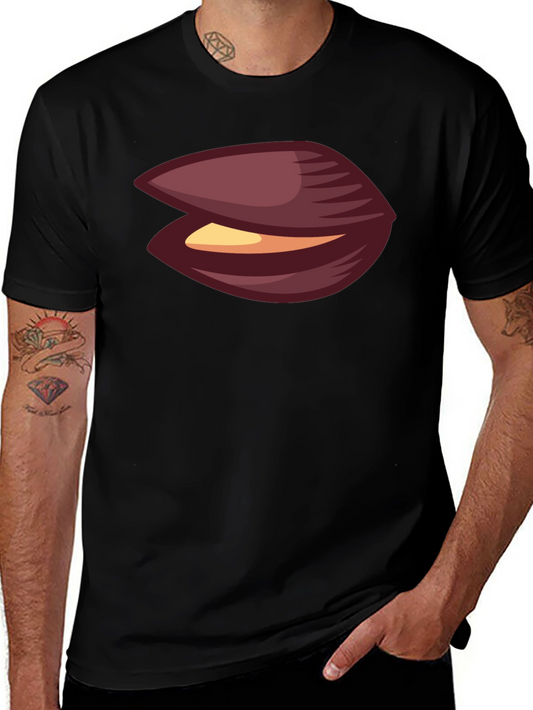 Novelty Black T-Shirt with Clam Graphic
