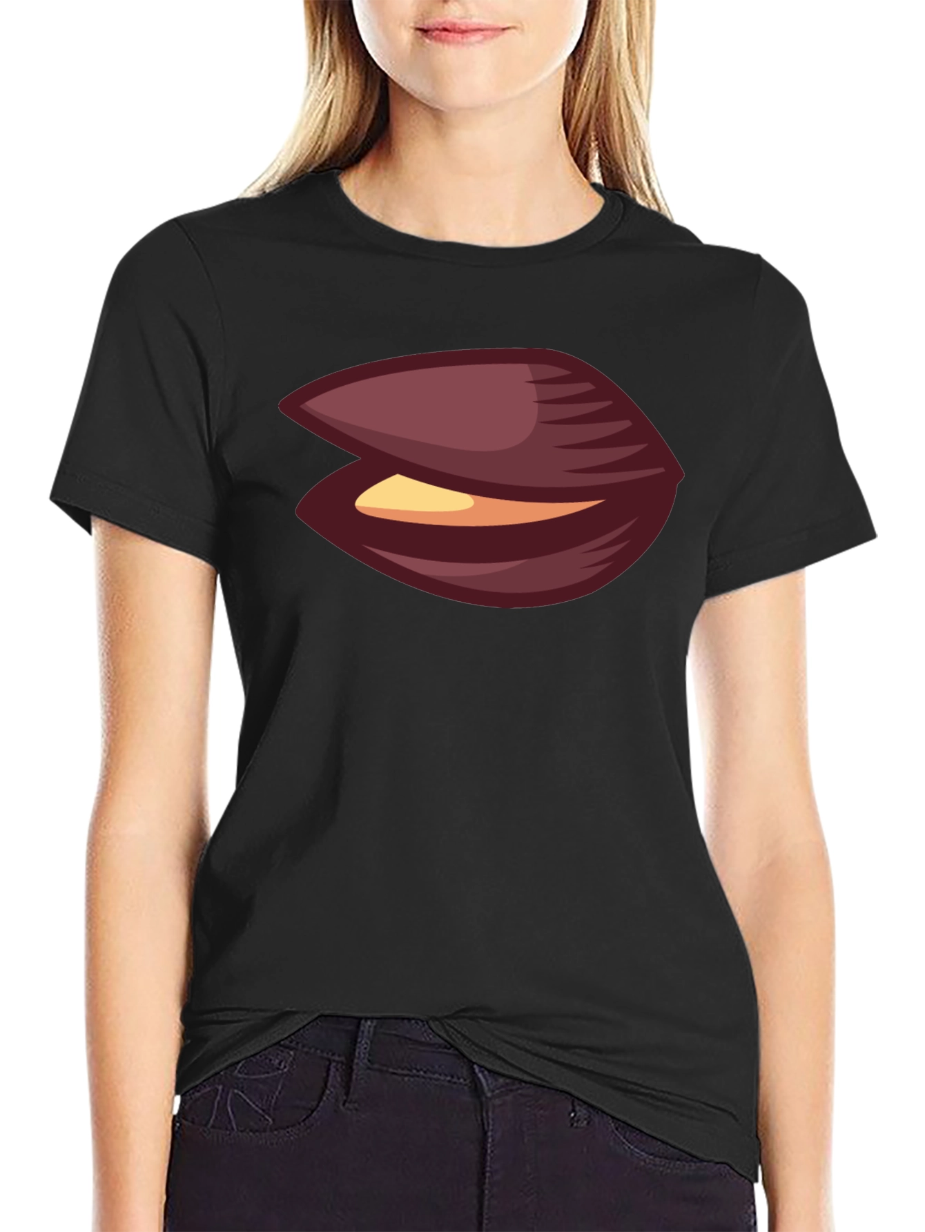 Novelty Black T-Shirt with Clam Graphic