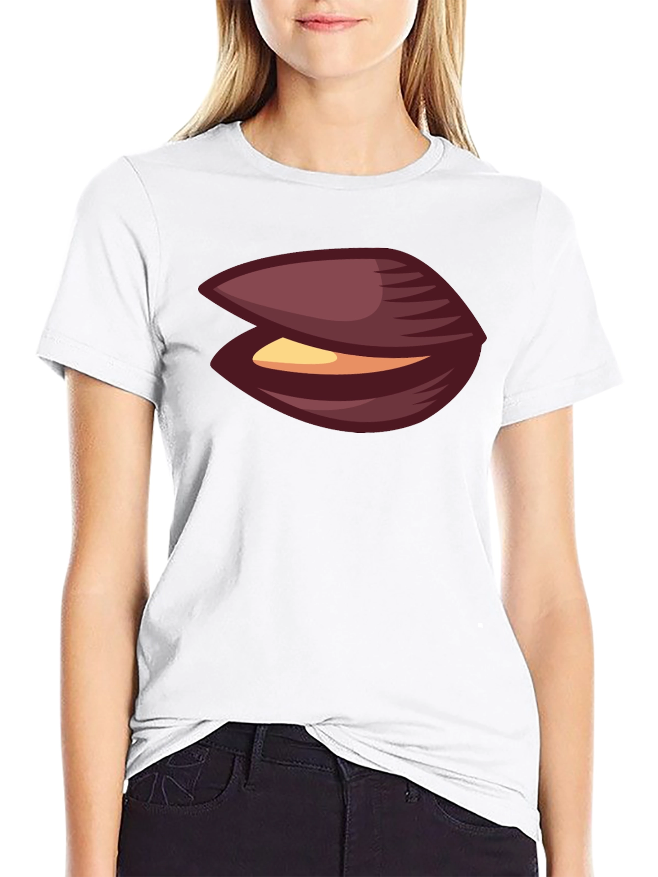 Novelty Black T-Shirt with Clam Graphic