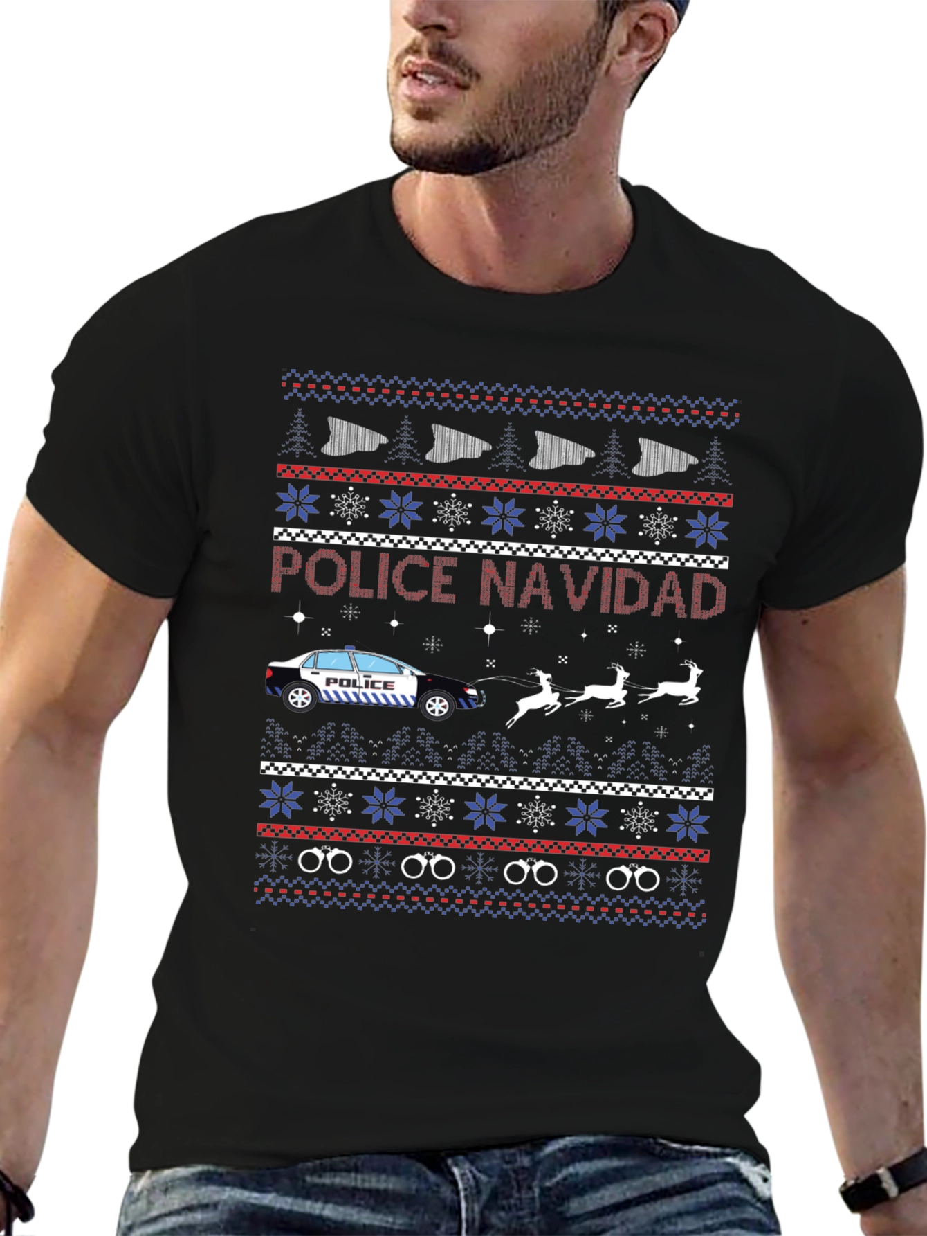 Police Navidad Christmas Sweater T-Shirt