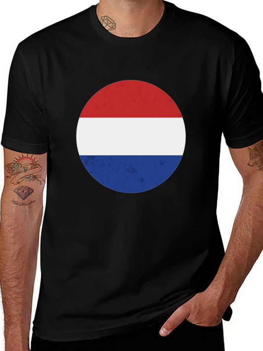 Retro Dutch Flag Graphic Tee - Black