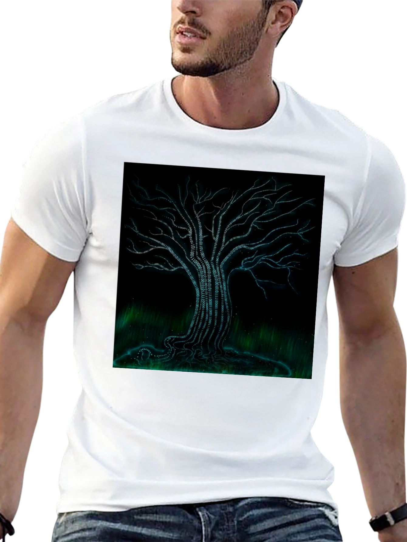 Binary Tree Graphic T-Shirt - Black Modern Tech Style