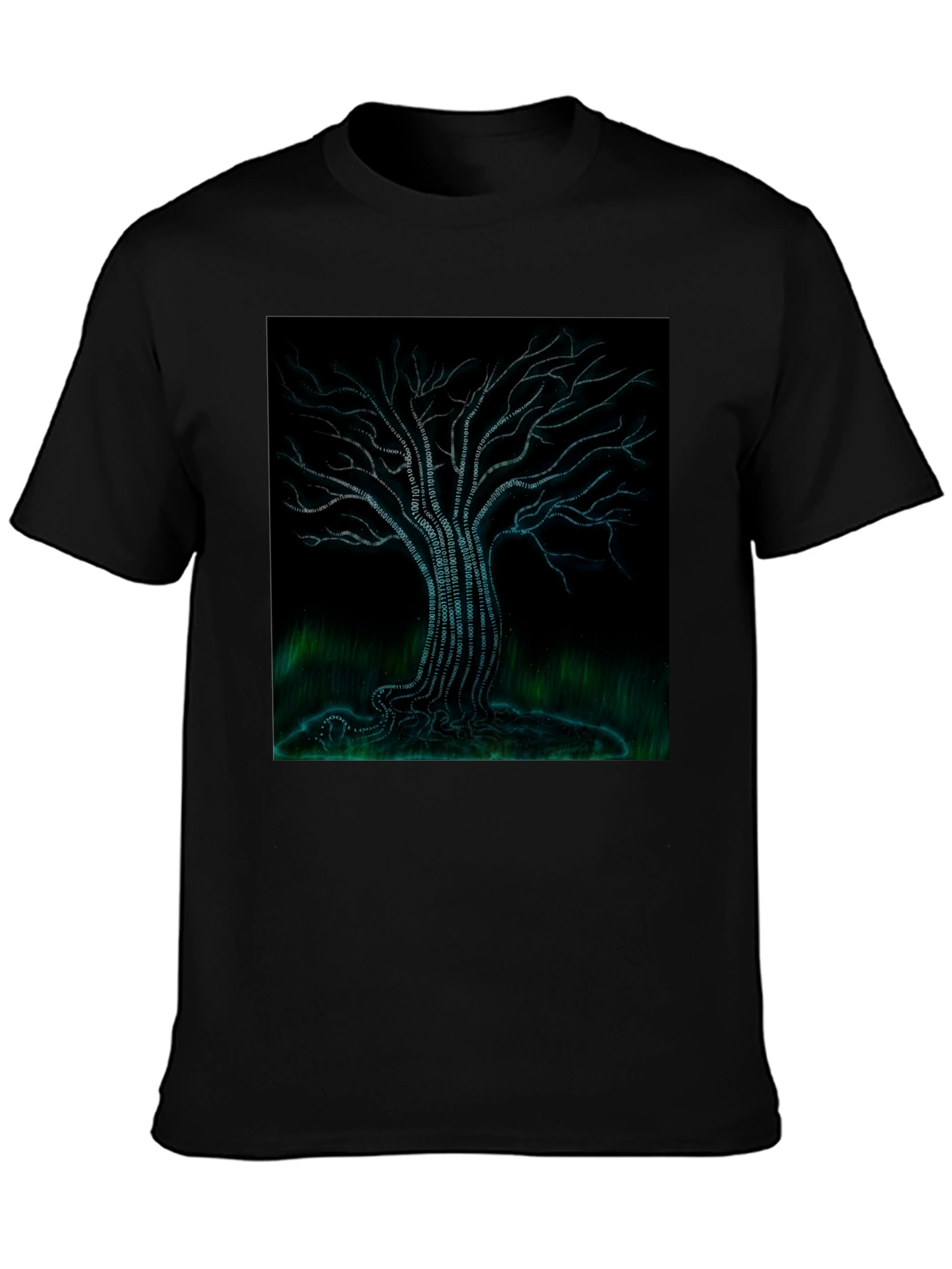Binary Tree Graphic T-Shirt - Black Modern Tech Style