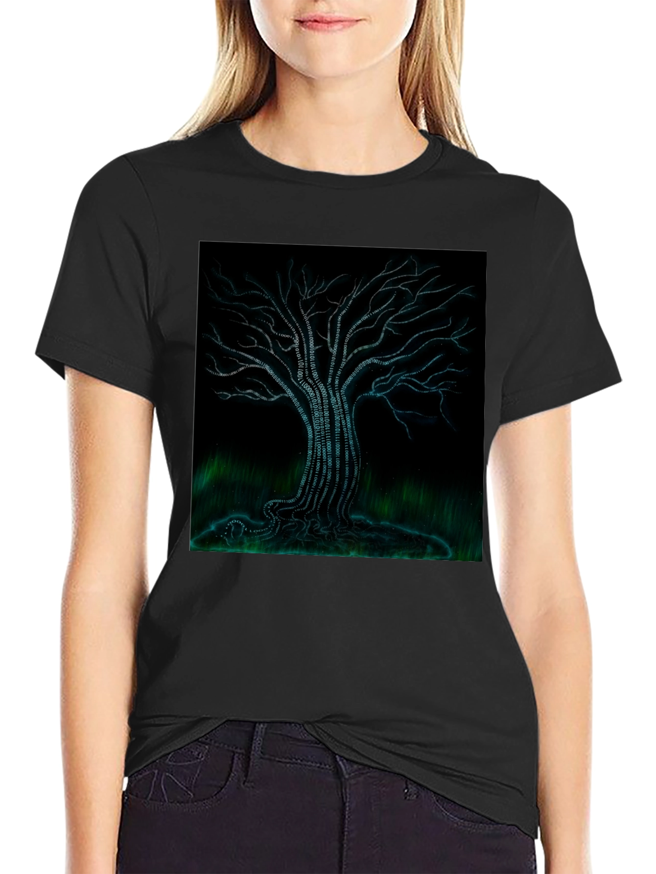 Binary Tree Graphic T-Shirt - Black Modern Tech Style
