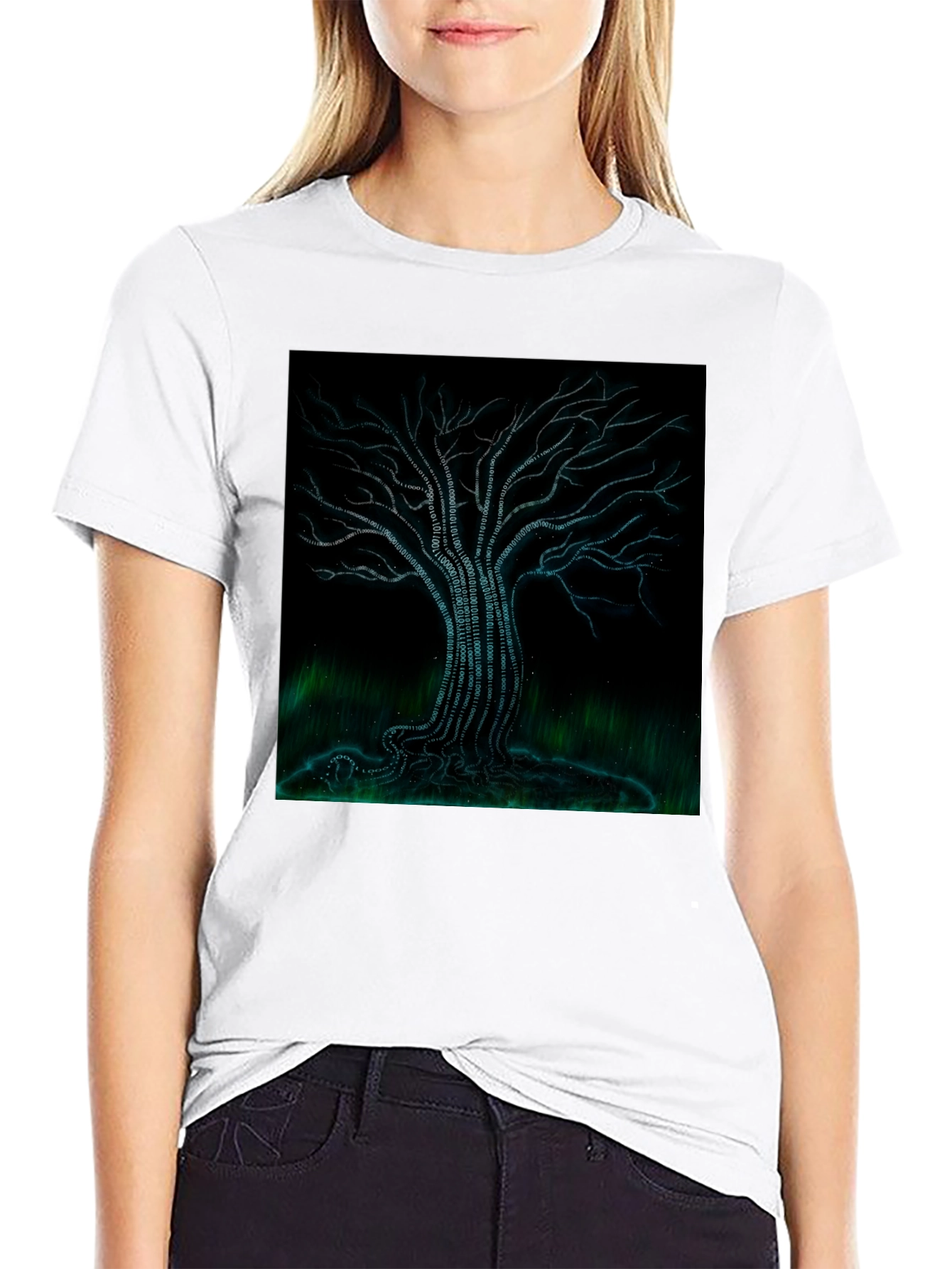 Binary Tree Graphic T-Shirt - Black Modern Tech Style