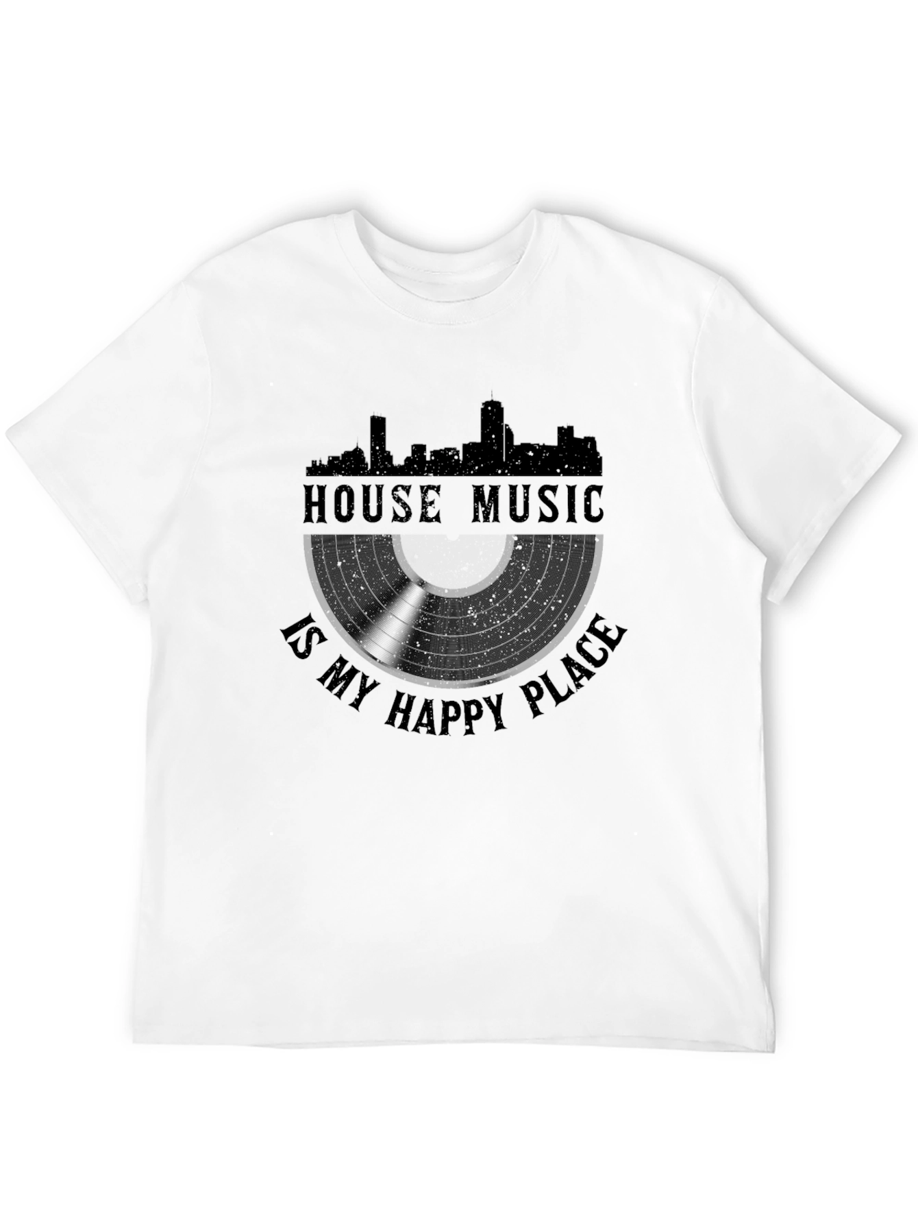 House Music is My Happy Place Black T-Shirt