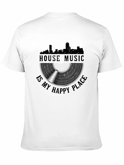 House Music is My Happy Place Black T-Shirt