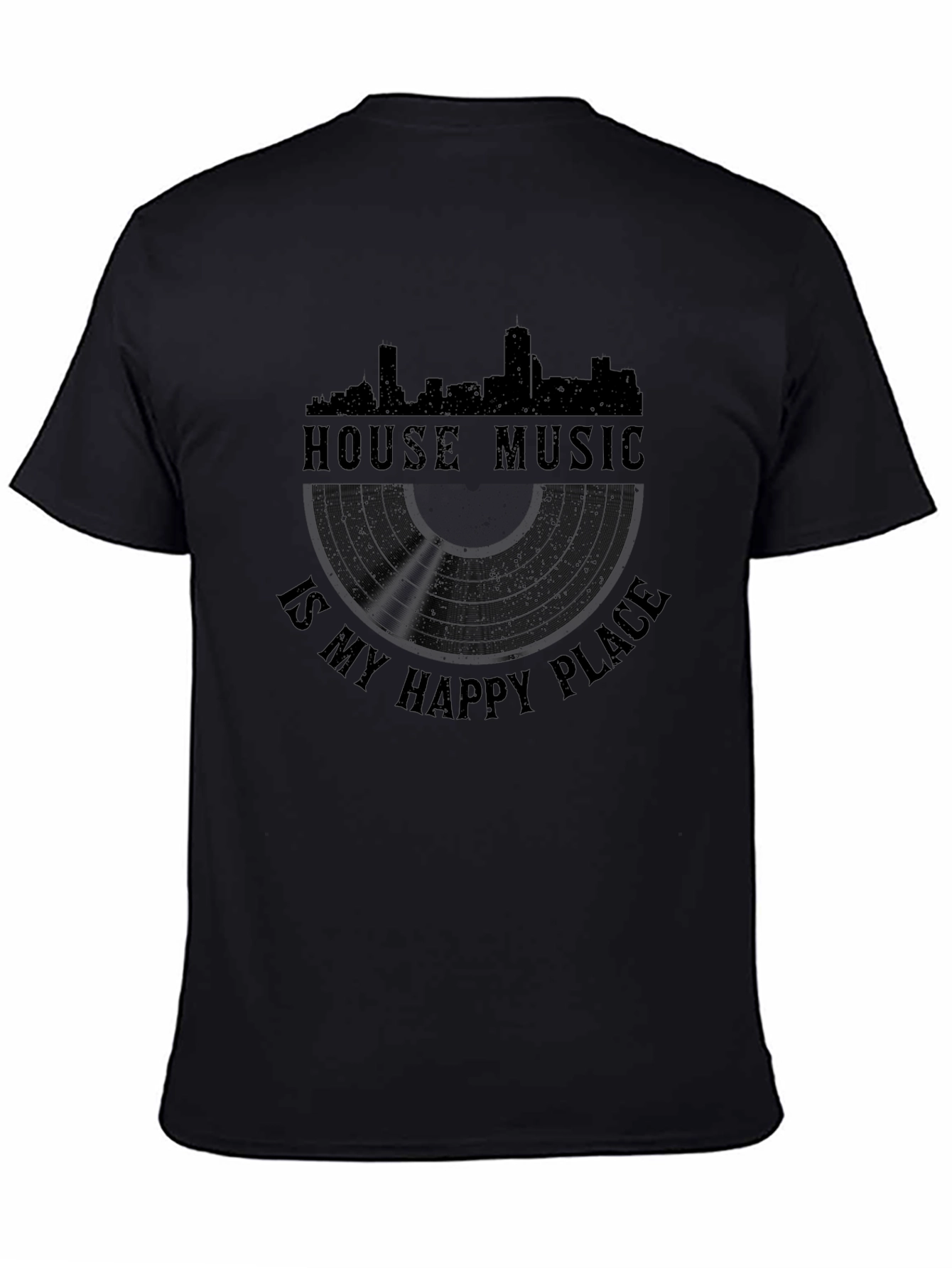 House Music is My Happy Place Black T-Shirt