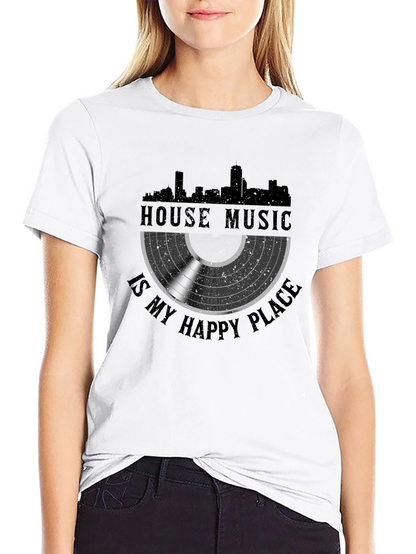 House Music is My Happy Place Black T-Shirt