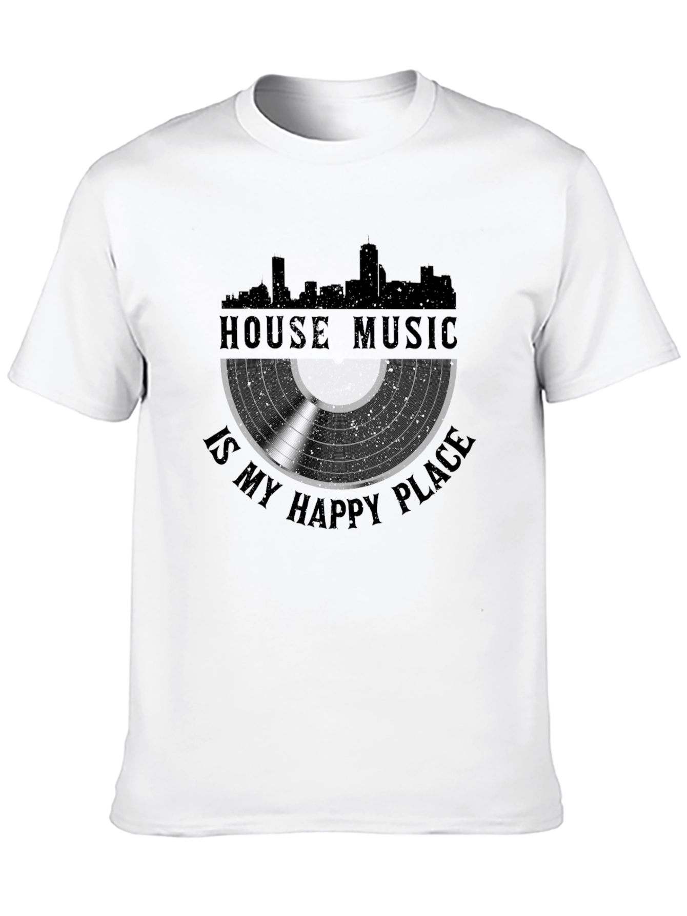 House Music is My Happy Place Black T-Shirt