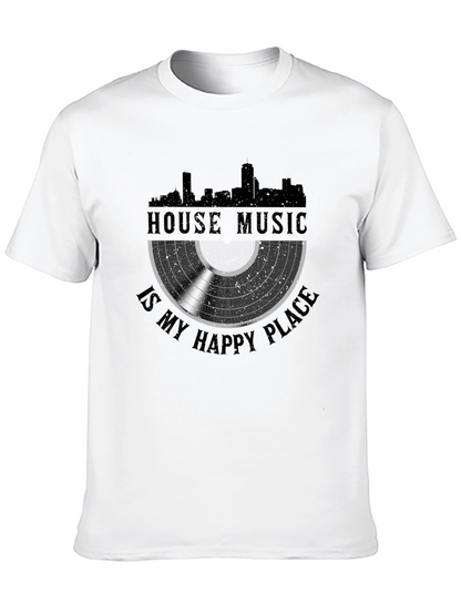 House Music is My Happy Place Black T-Shirt