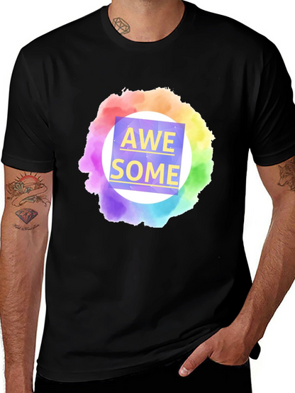 Awesome Rainbow Graphic Tee - Mens Black T-Shirt
