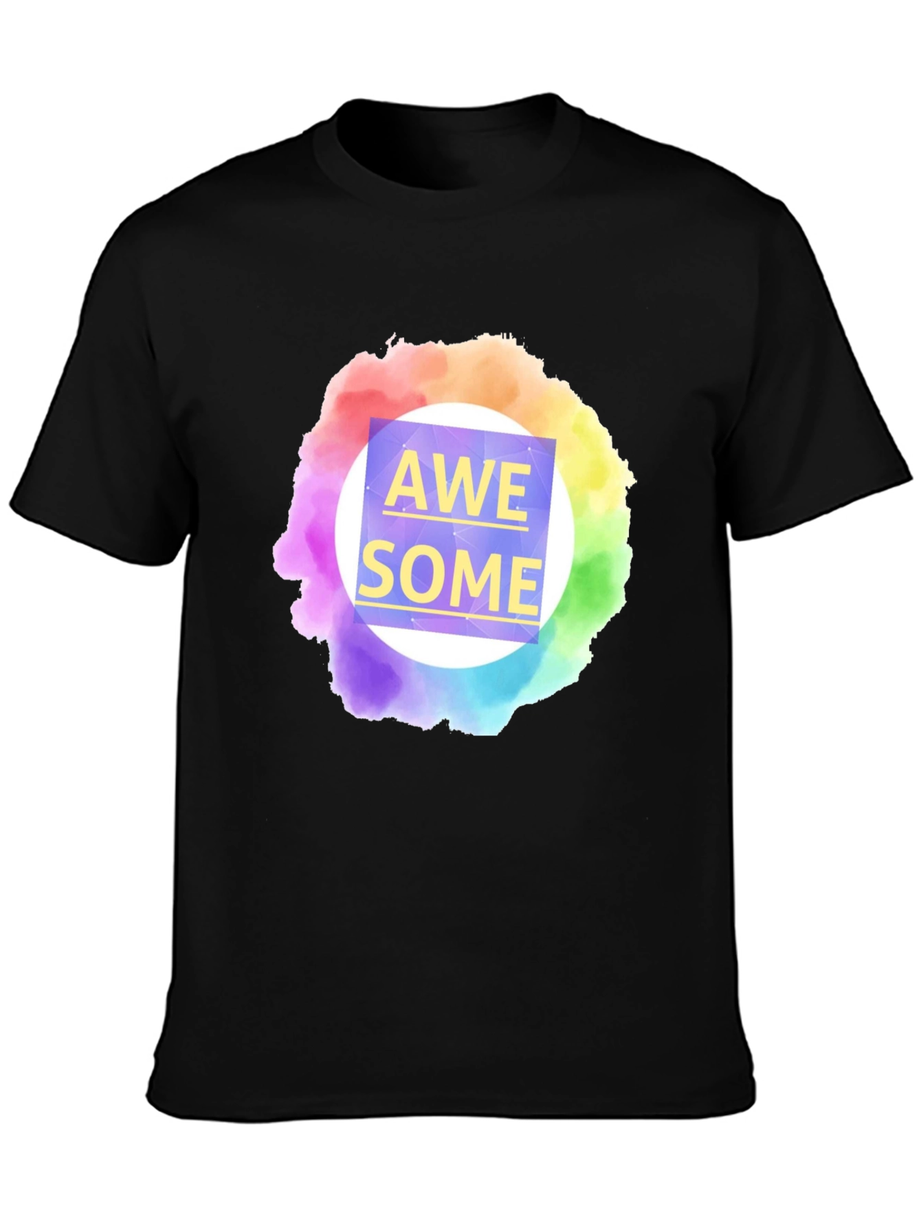 Awesome Rainbow Graphic Tee - Mens Black T-Shirt