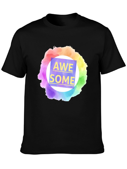 Awesome Rainbow Graphic Tee - Mens Black T-Shirt
