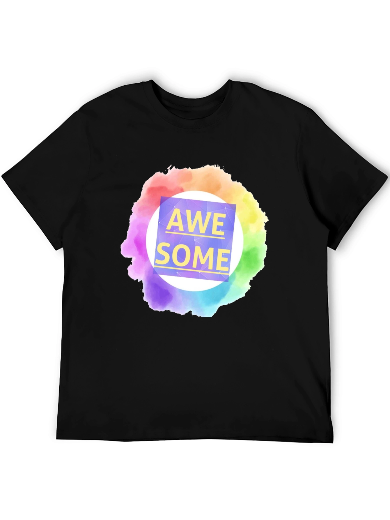 Awesome Rainbow Graphic Tee - Mens Black T-Shirt