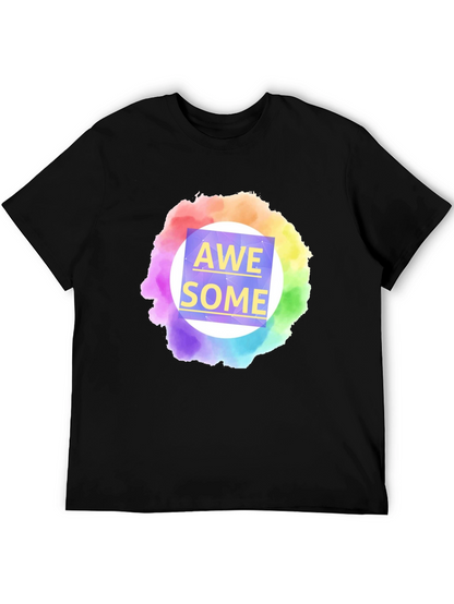Awesome Rainbow Graphic Tee - Mens Black T-Shirt