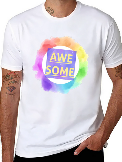 Awesome Rainbow Graphic Tee - Mens Black T-Shirt