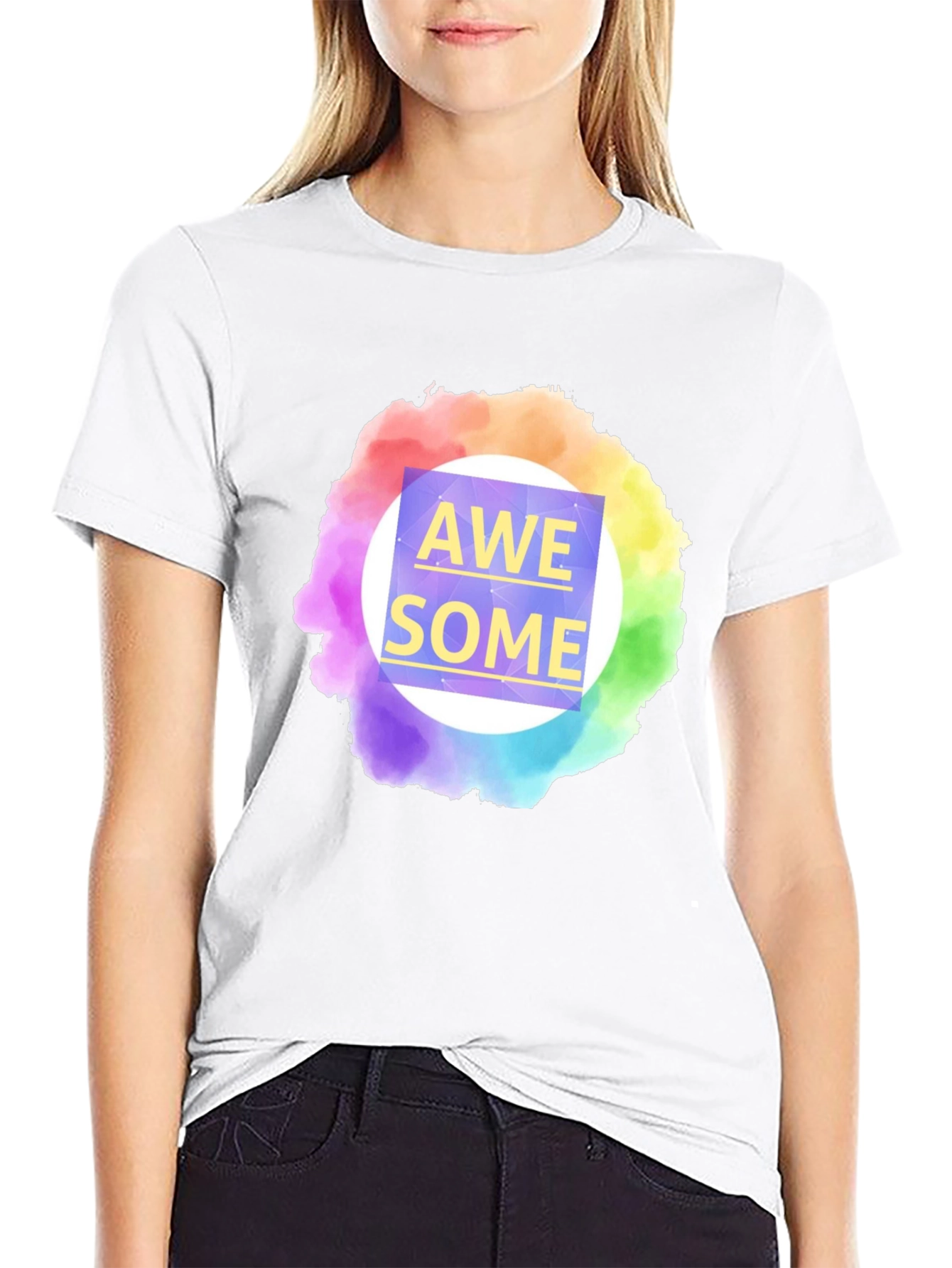 Awesome Rainbow Graphic Tee - Mens Black T-Shirt
