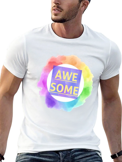 Awesome Rainbow Graphic Tee - Mens Black T-Shirt