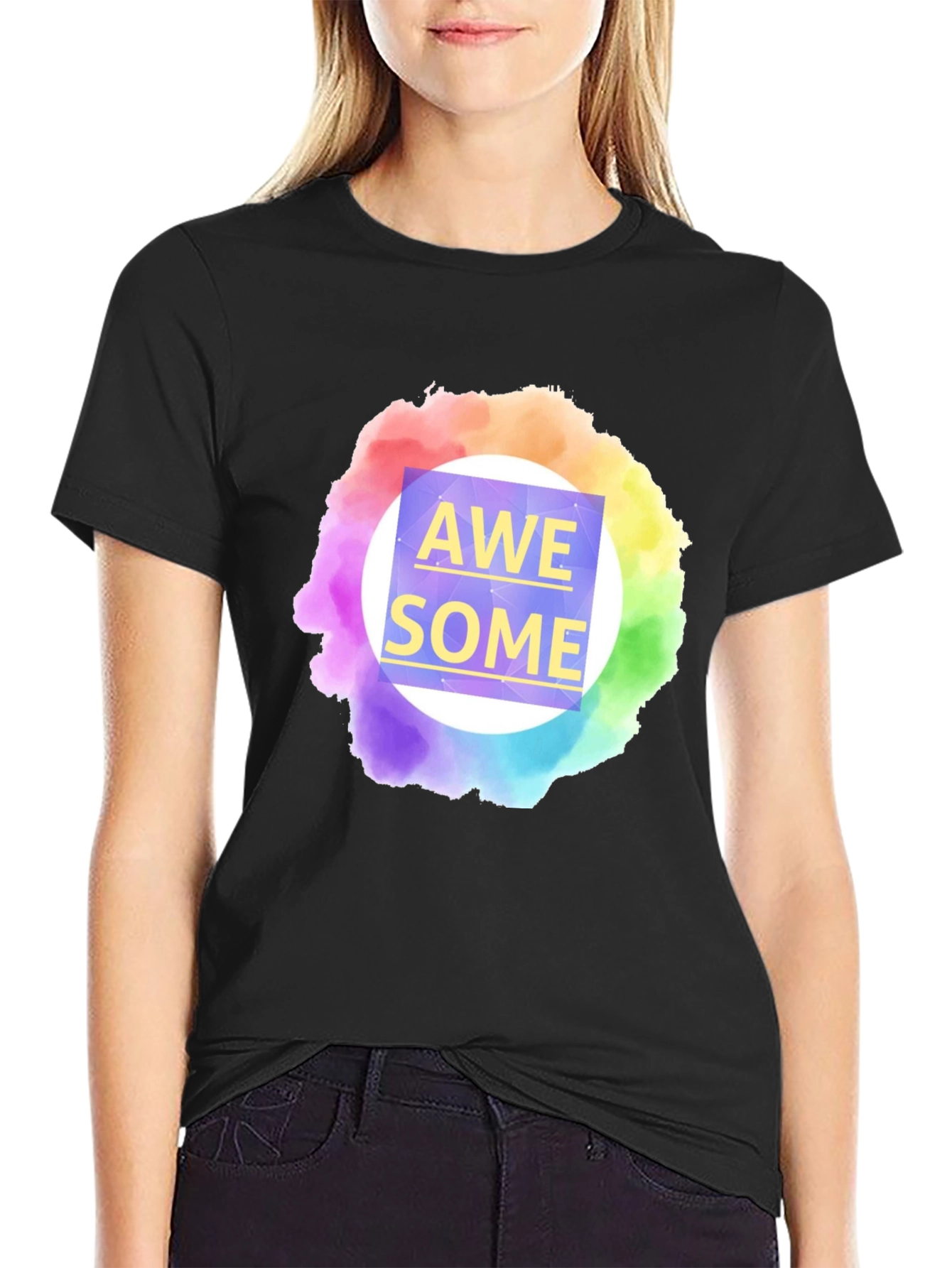 Awesome Rainbow Graphic Tee - Mens Black T-Shirt