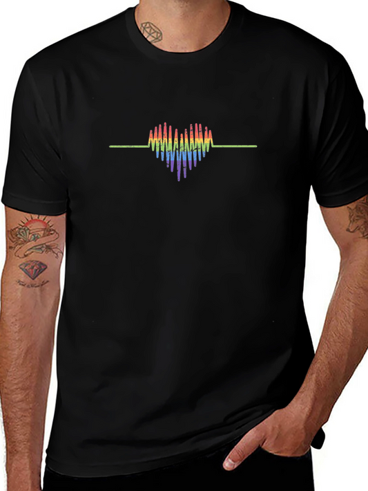 Rainbow Heartbeat Graphic Tee - Pride T-Shirt