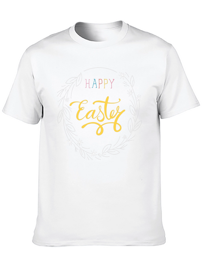 Happy Easter Graphic T-Shirt - Black Crew Neck