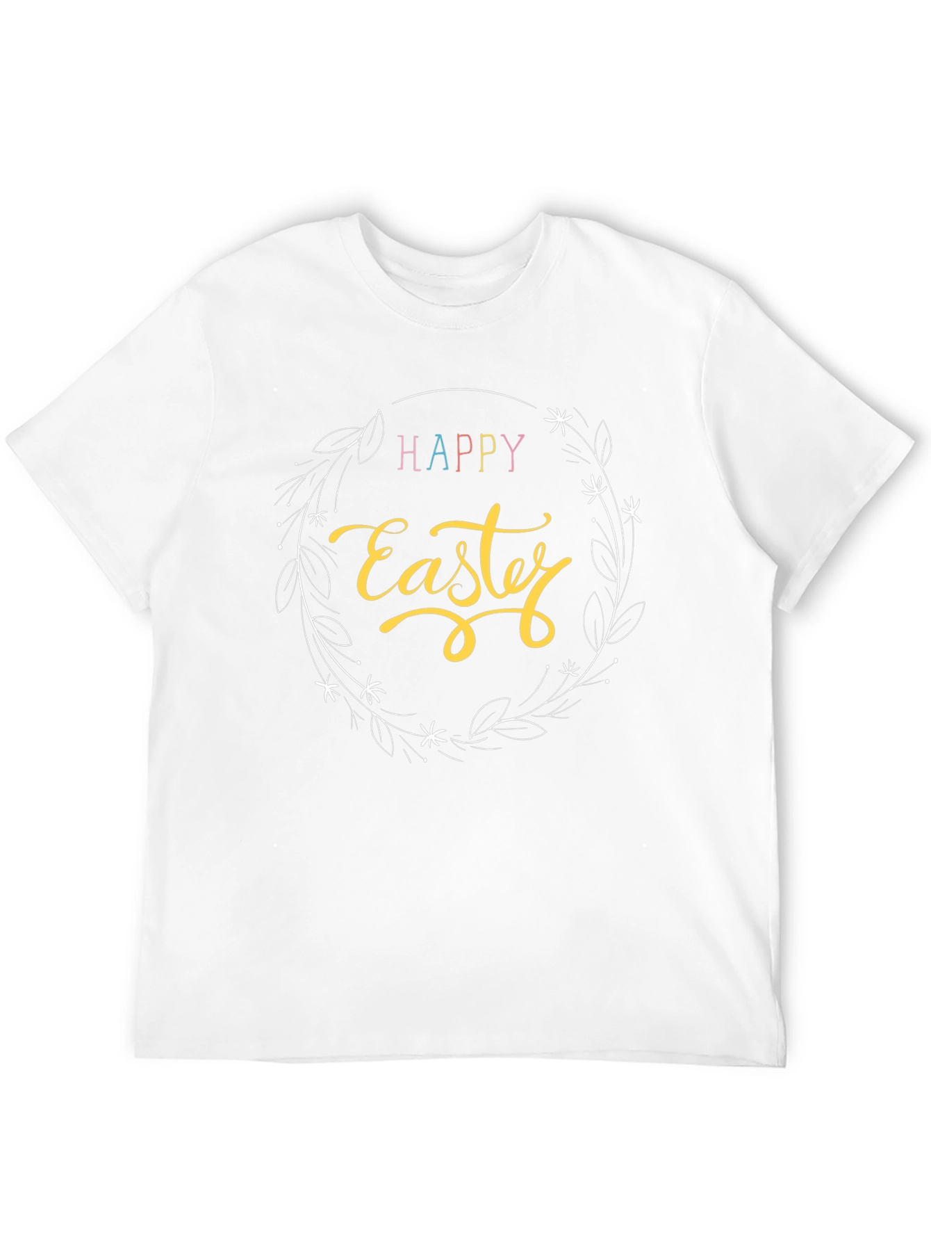 Happy Easter Graphic T-Shirt - Black Crew Neck
