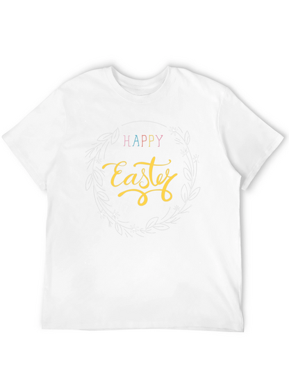 Happy Easter Graphic T-Shirt - Black Crew Neck