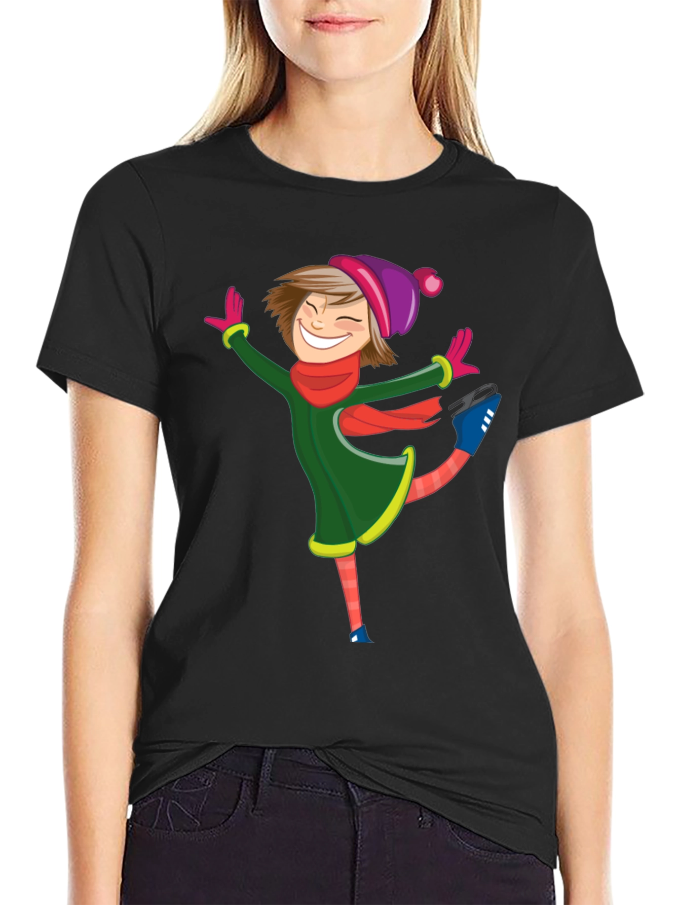 Cartoon Skater Black T-Shirt