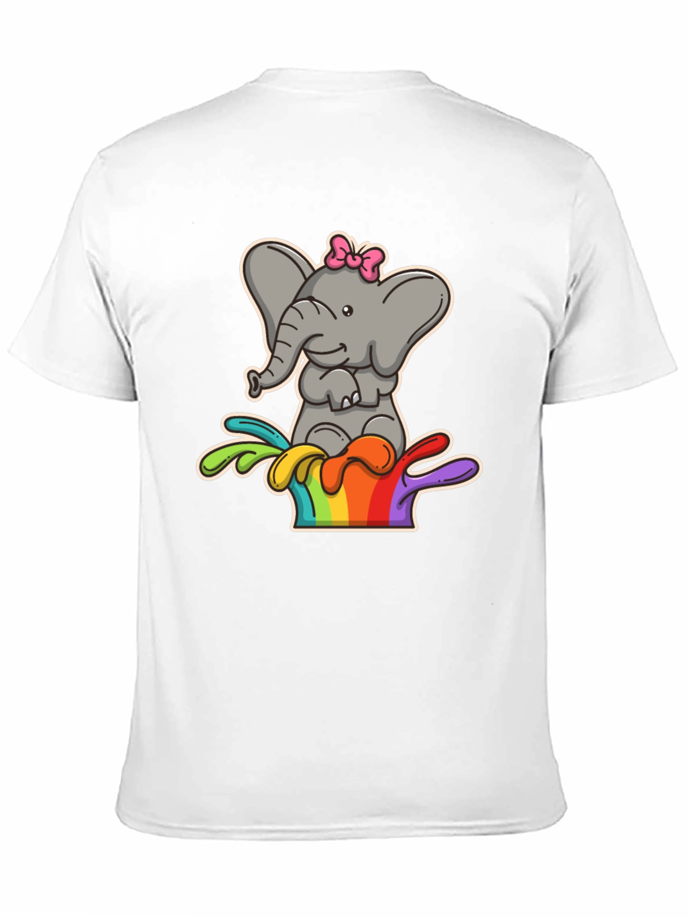 Elephant Rainbow Splash Tee - Cute Cartoon Graphic Shirt