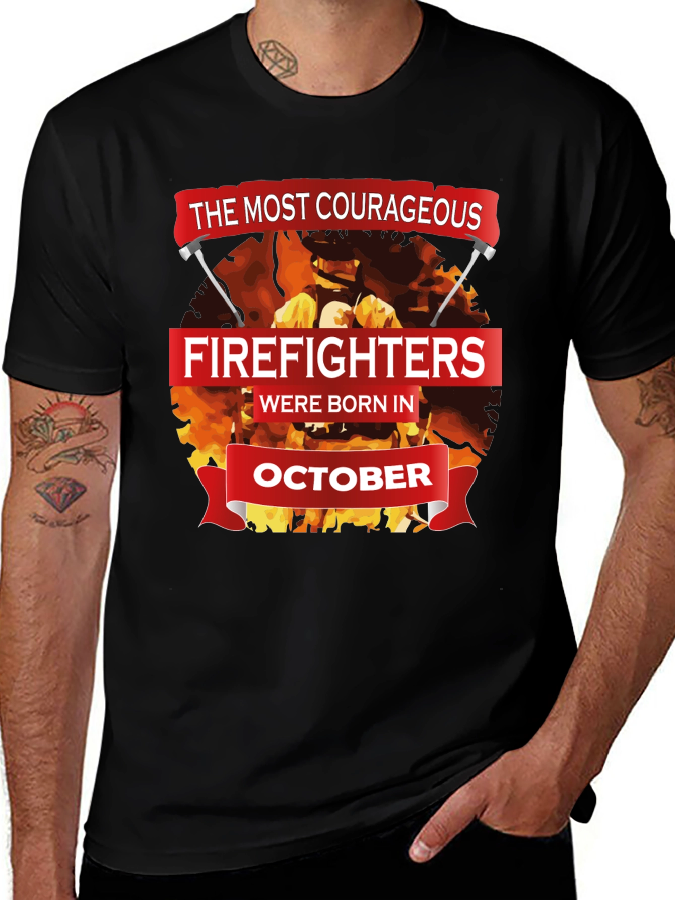 Courageous Firefighters October Birthday T-Shirt