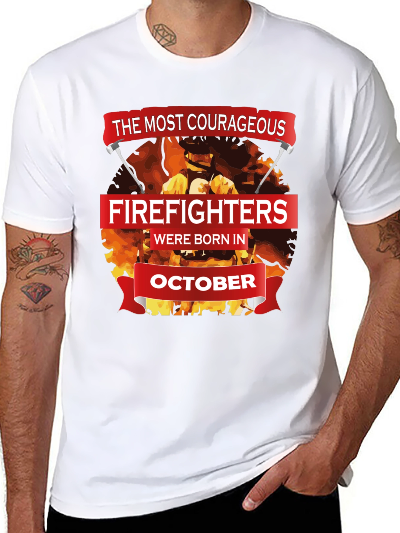 Courageous Firefighters October Birthday T-Shirt