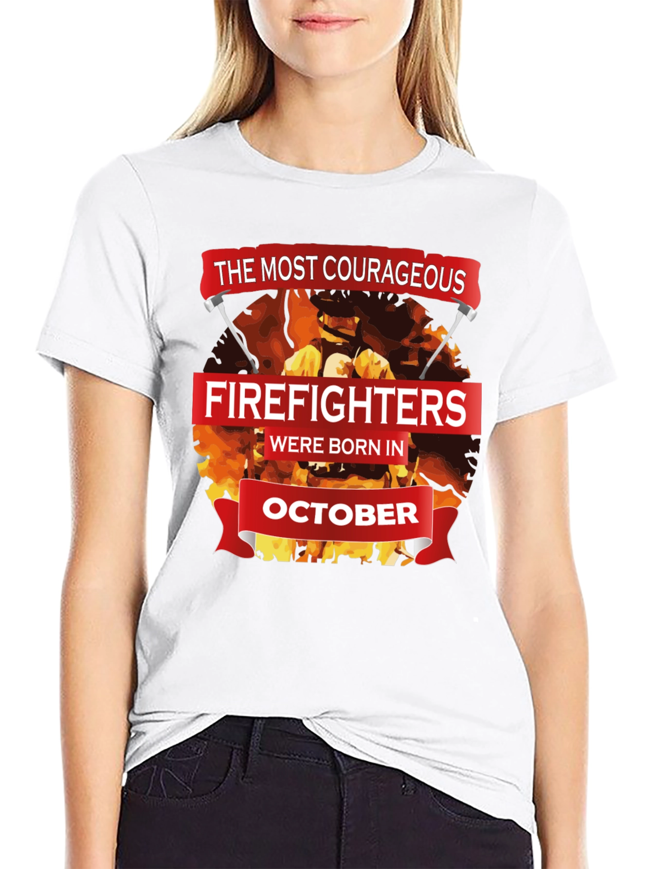 Courageous Firefighters October Birthday T-Shirt