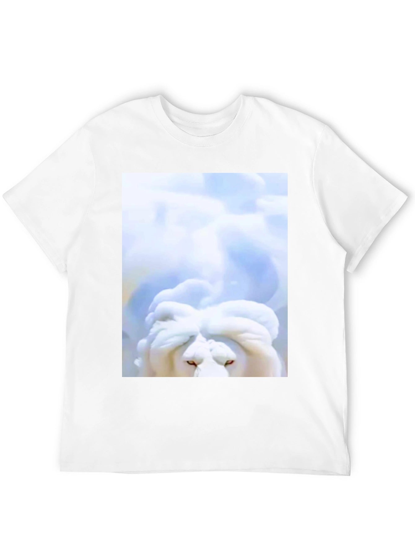 White Lion Head Graphic Black T-Shirt