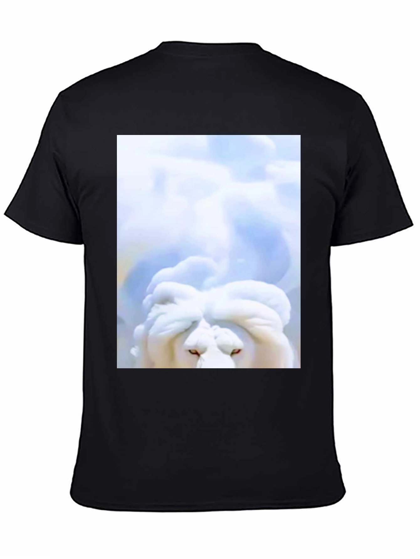 White Lion Head Graphic Black T-Shirt