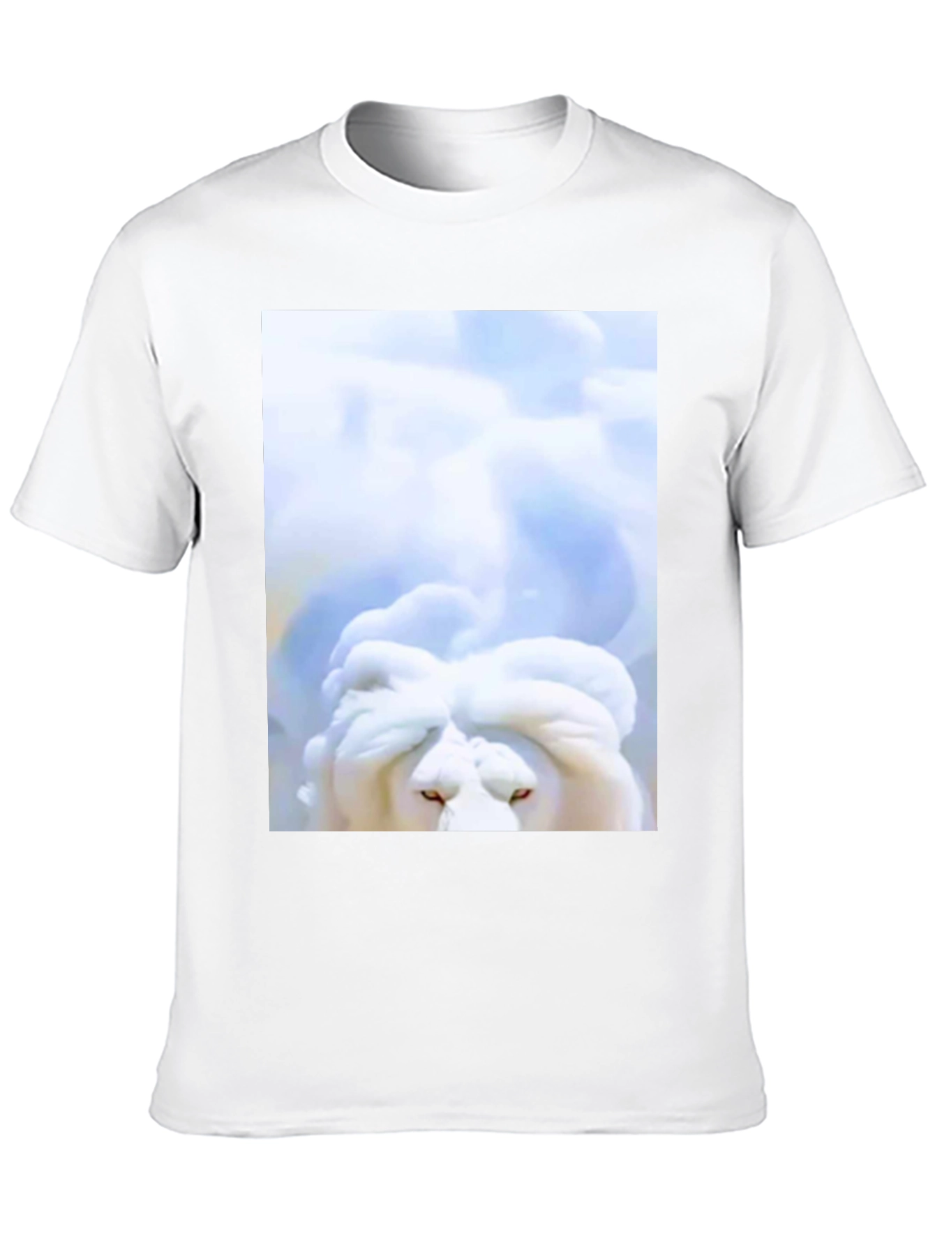 White Lion Head Graphic Black T-Shirt