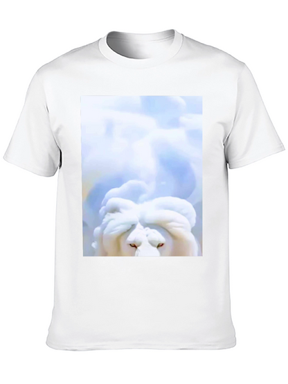 White Lion Head Graphic Black T-Shirt