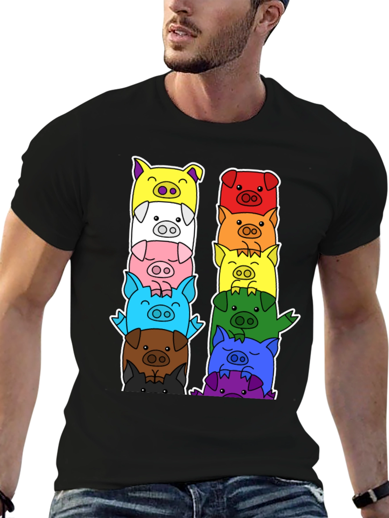 Colorful Pig Stack T-Shirt